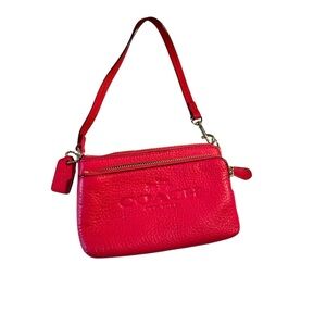 Coach Pink Pebbled Leather Double Corner Zip Wristlet